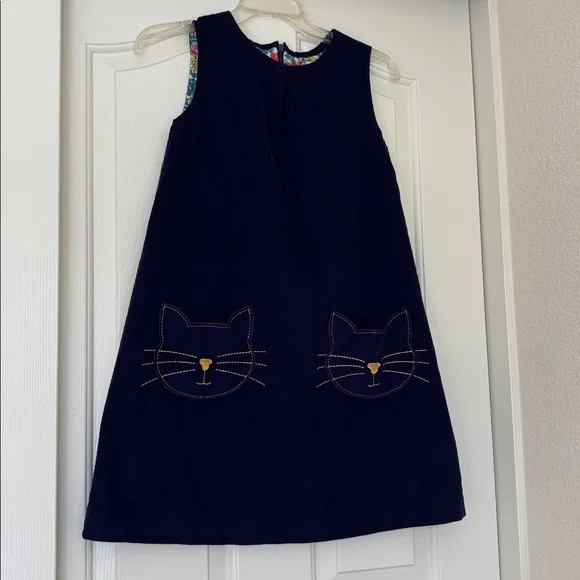 Mini Boden Dark Blue Dress with Cat Pockets Size 11-12 Years - Picture 1 of 4